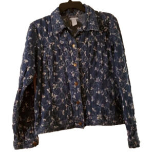 ANALOGY Vintage Leslie  Jacket Womens S Floral Embroidered Button Up